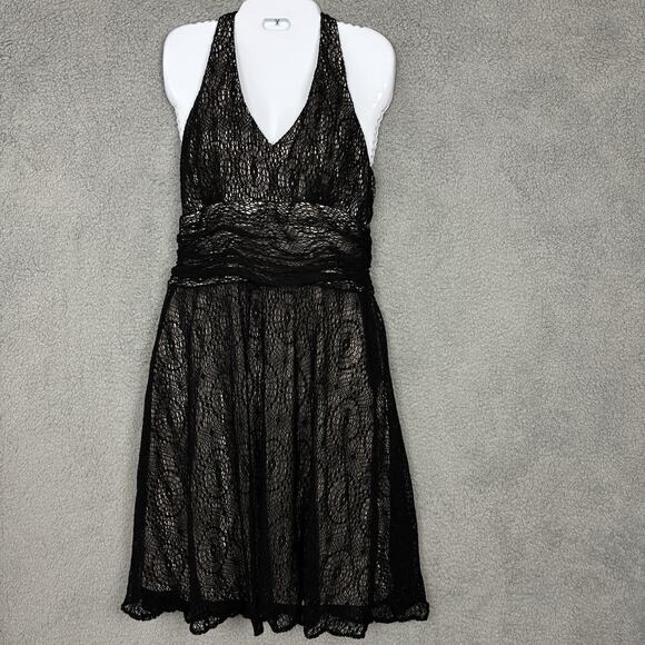 vtg Nine West Halter Dress Women sz 10 Mesh Spider Black Dark Fairy Whimsigoth - Picture 1 of 14
